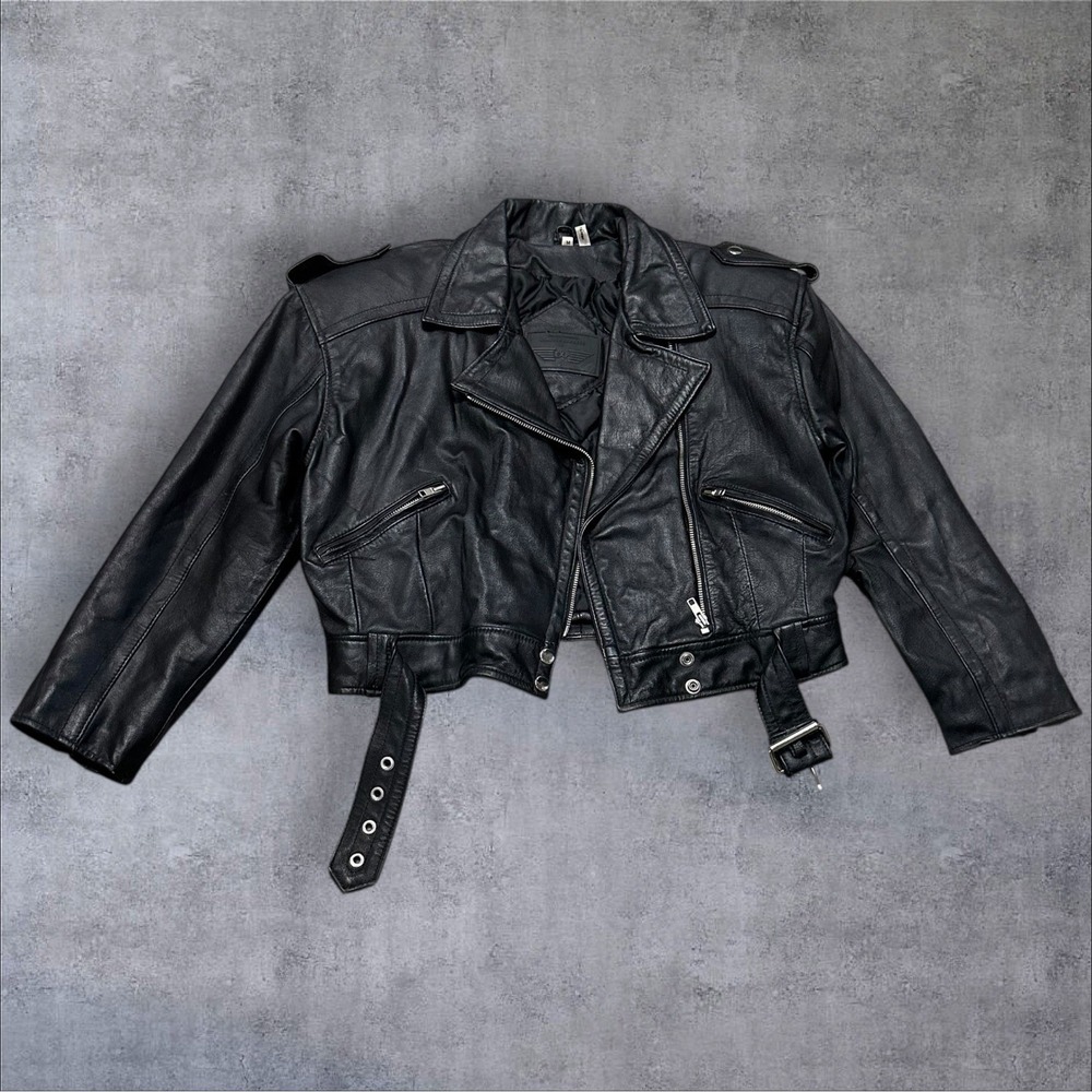 Vintage 80s Express Limited Express Black Leather Moto Jacket M Distressed